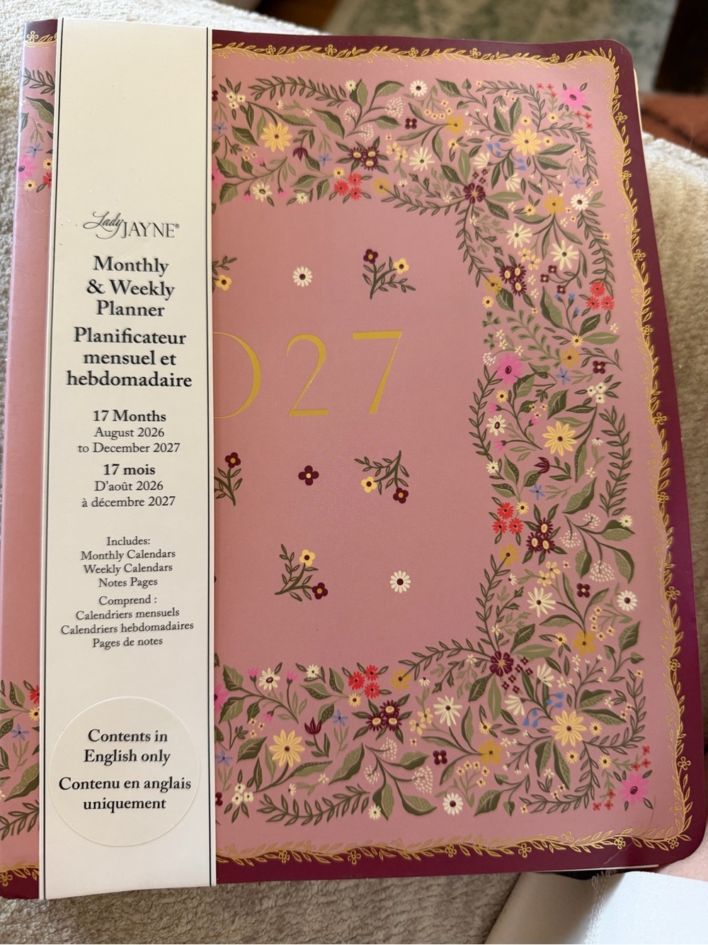 Lady Jayne 2027 Monthly & Weekly Planner - Pink Floral